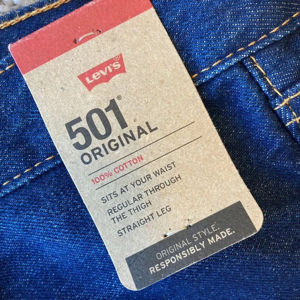 Levi's Men's 501 Original Fit Jeans Straight Leg Button Fly 46x29 Dark Wash NWT
